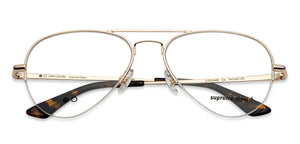 Gold Aviator Half Rim Wide Unisex Eyeglasses by John Jacobs-130056