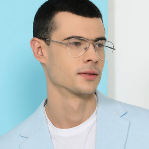 Gold Aviator Half Rim Unisex Eyeglasses by John Jacobs Computer Glasses-141737