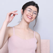 Load image into Gallery viewer, Gold Aviator Half Rim Unisex Eyeglasses by John Jacobs Computer Glasses-141737