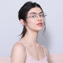 Load image into Gallery viewer, Gold Aviator Half Rim Unisex Eyeglasses by John Jacobs Computer Glasses-141737