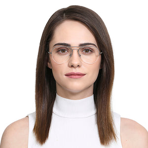 Gold Aviator Half Rim Unisex Eyeglasses by John Jacobs Computer Glasses-141737