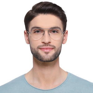 Gold Aviator Half Rim Unisex Eyeglasses by John Jacobs Computer Glasses-141737