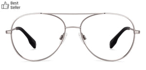 Gunmetal Aviator Full Rim Narrow Unisex Eyeglasses by John Jacobs-130058