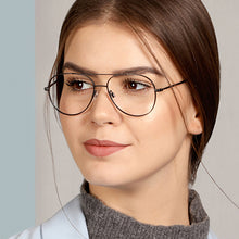 Load image into Gallery viewer, Black Aviator Full Rim Unisex Eyeglasses by John Jacobs Computer Glasses-141734