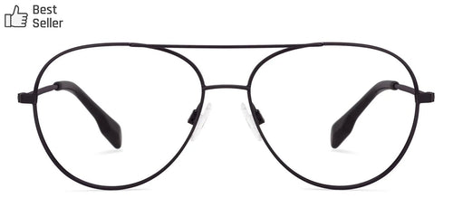 Black Aviator Full Rim Narrow Unisex Eyeglasses by John Jacobs-130060