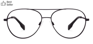 Black Aviator Full Rim Narrow Unisex Eyeglasses by John Jacobs-130060