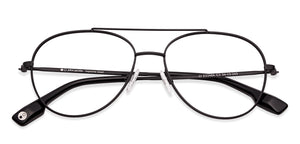 Black Aviator Full Rim Narrow Unisex Eyeglasses by John Jacobs-130060
