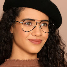 Load image into Gallery viewer, Black Aviator Full Rim Unisex Eyeglasses by John Jacobs Computer Glasses-141709