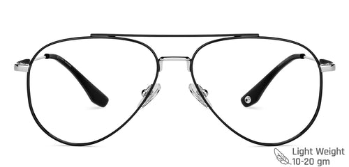 Black Aviator Full Rim Unisex Eyeglasses by John Jacobs-147713