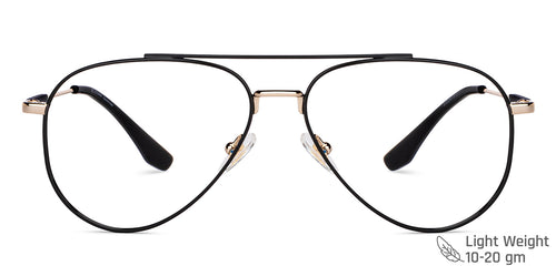 Black Aviator Full Rim Unisex Eyeglasses by John Jacobs-147714