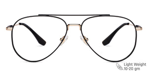 Black Aviator Full Rim Unisex Eyeglasses by John Jacobs-147714