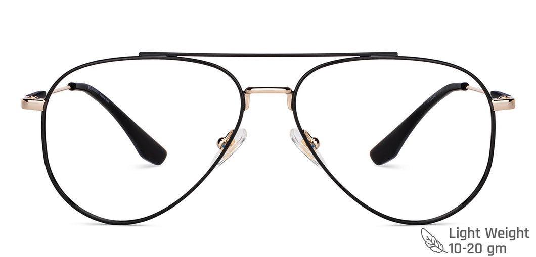 Black Aviator Full Rim Unisex Eyeglasses by John Jacobs-147714