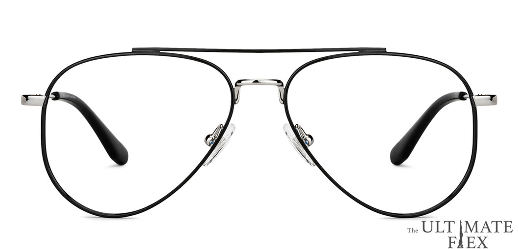 Black Aviator Full Rim Unisex Eyeglasses by John Jacobs Online-148773