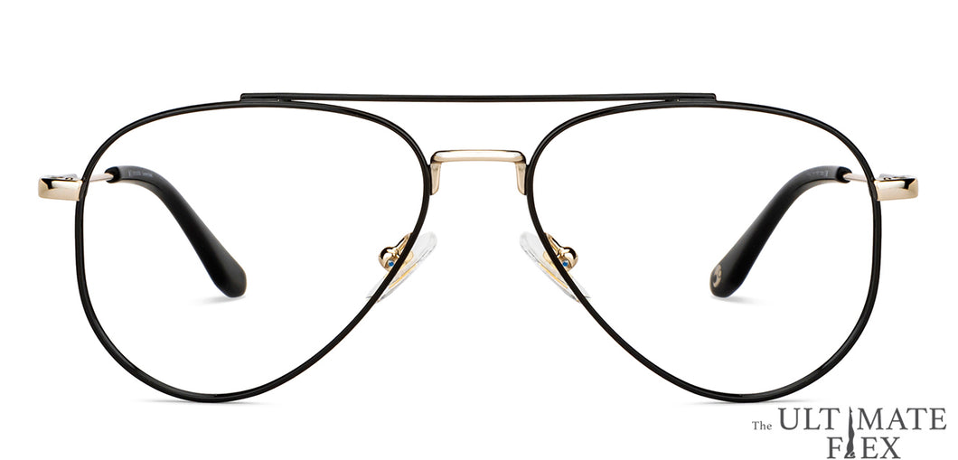 Black Aviator Full Rim Unisex Eyeglasses by John Jacobs-148774