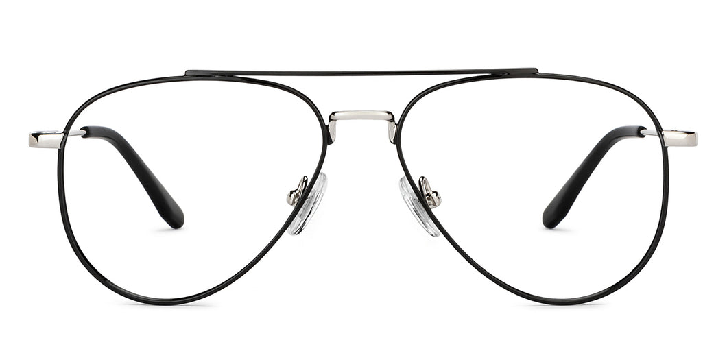 Black Aviator Full Rim Unisex Eyeglasses by John Jacobs-201393