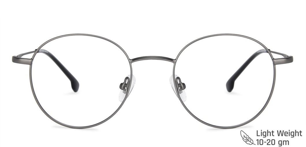 Gunmetal Round Full Rim Unisex Eyeglasses by John Jacobs-137362