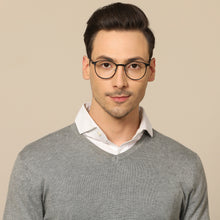 Load image into Gallery viewer, Black Round Full Rim Unisex Eyeglasses by John Jacobs-130540