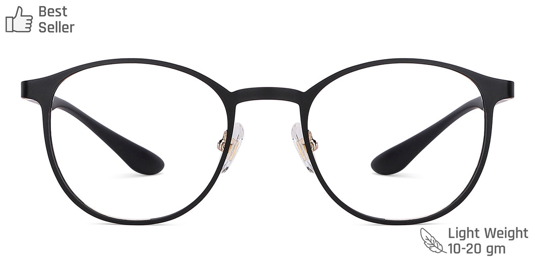 Black Round Full Rim Unisex Eyeglasses by John Jacobs-130540