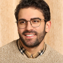 Load image into Gallery viewer, Gold Square Full Rim Unisex Eyeglasses by John Jacobs Computer Glasses-141859