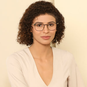 Gold Square Full Rim Unisex Eyeglasses by John Jacobs-131413