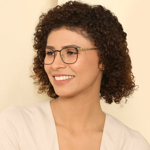 Gold Square Full Rim Unisex Eyeglasses by John Jacobs-131413