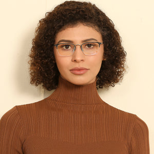 Silver Wayfarer Half Rim Wide Unisex Eyeglasses by John Jacobs-131419