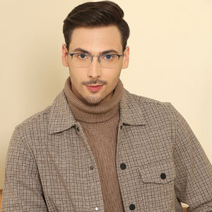 Silver Wayfarer Half Rim Wide Unisex Eyeglasses by John Jacobs-131419