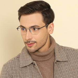 Silver Wayfarer Half Rim Wide Unisex Eyeglasses by John Jacobs-131419