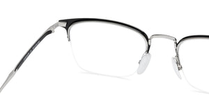 Silver Wayfarer Half Rim Wide Unisex Eyeglasses by John Jacobs-131419