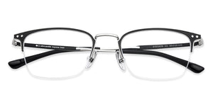 Silver Wayfarer Half Rim Wide Unisex Eyeglasses by John Jacobs-131419