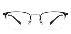 Silver Wayfarer Half Rim Wide Unisex Eyeglasses by John Jacobs-131419
