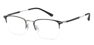 Silver Wayfarer Half Rim Wide Unisex Eyeglasses by John Jacobs-131419