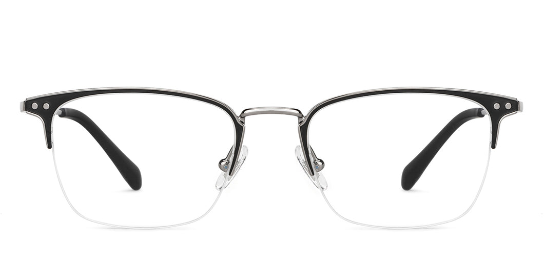 Black Wayfarer Half Rim Unisex Eyeglasses by John Jacobs-147697