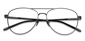 Gunmetal Aviator Full Rim Unisex Eyeglasses by John Jacobs-148382