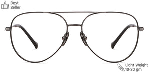 Gunmetal Aviator Full Rim Unisex Eyeglasses by John Jacobs Computer Glasses-141849