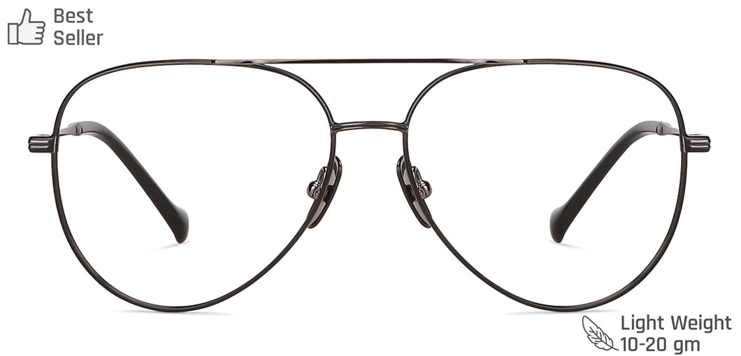 Gunmetal Aviator Full Rim Unisex Eyeglasses by John Jacobs Computer Glasses-141849