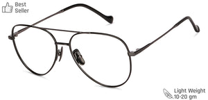 Gunmetal Aviator Full Rim Unisex Eyeglasses by John Jacobs Computer Glasses-141849