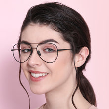 Load image into Gallery viewer, Gunmetal Aviator Full Rim Unisex Eyeglasses by John Jacobs Computer Glasses-141849