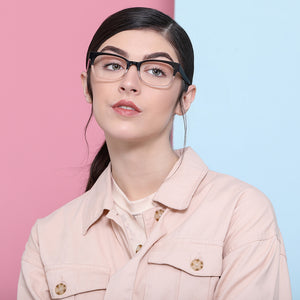 Dual Color Rectangle Full Rim Unisex Eyeglasses by John Jacobs-131248
