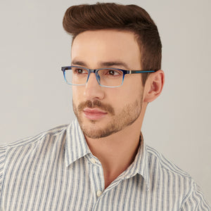 Blue Rectangle Full Rim Unisex Eyeglasses by John Jacobs-144383