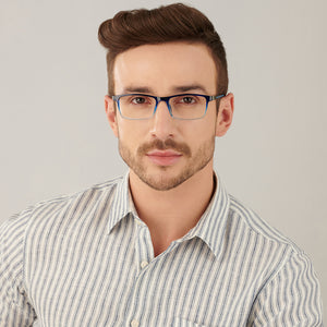 Blue Rectangle Full Rim Unisex Eyeglasses by John Jacobs-144383