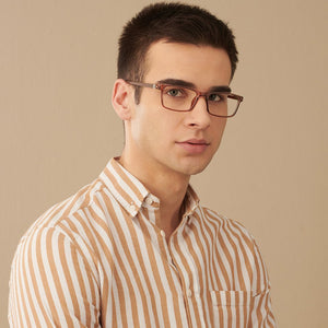 Brown Rectangle Full Rim Unisex Eyeglasses by John Jacobs-144384