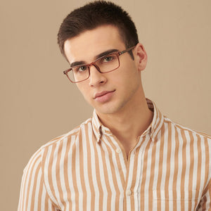 Brown Rectangle Full Rim Unisex Eyeglasses by John Jacobs-144384