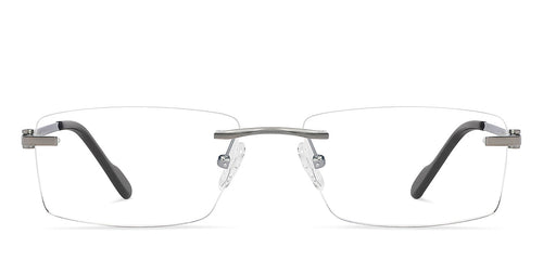 Grey Rectangle Rimless Unisex Eyeglasses by John Jacobs-135028