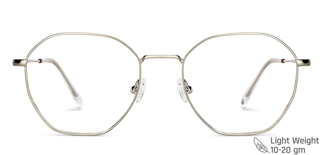 Silver Hexagonal Full Rim Unisex Eyeglasses by John Jacobs-141242