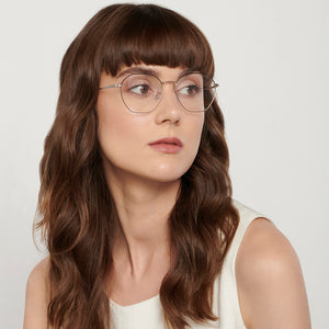 Silver Hexagonal Full Rim Unisex Eyeglasses by John Jacobs-135998