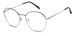 Silver Hexagonal Full Rim Unisex Eyeglasses by John Jacobs-135998