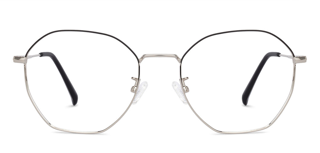 Silver Hexagonal Full Rim Unisex Eyeglasses by John Jacobs-135998