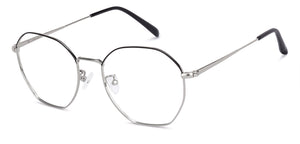 Silver Hexagonal Full Rim Unisex Eyeglasses by John Jacobs-135998