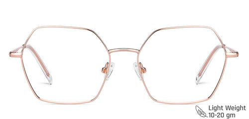Rose Gold Hexagonal Full Rim Unisex Eyeglasses by John Jacobs Computer Glasses-147381